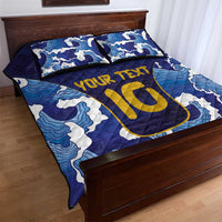 Custom Japan Pacific Rugby 2024 Quilt Bed Set Japanese Traditional Pattern and Sea Waves - Wonder Print Shop