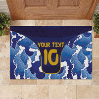 Custom Japan Pacific Rugby 2024 Rubber Doormat Japanese Traditional Pattern and Sea Waves - Wonder Print Shop