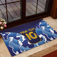 Custom Japan Pacific Rugby 2024 Rubber Doormat Japanese Traditional Pattern and Sea Waves - Wonder Print Shop