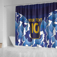 Custom Japan Pacific Rugby 2024 Shower Curtain Japanese Traditional Pattern and Sea Waves