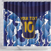 Custom Japan Pacific Rugby 2024 Shower Curtain Japanese Traditional Pattern and Sea Waves