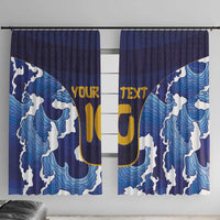 Custom Japan Pacific Rugby 2024 Window Curtain Japanese Traditional Pattern and Sea Waves - Wonder Print Shop