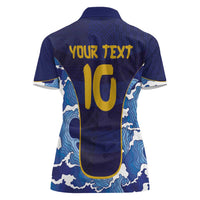 Custom Japan Pacific Rugby 2024 Women Polo Shirt Japanese Traditional Pattern and Sea Waves - Wonder Print Shop