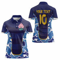 Custom Japan Pacific Rugby 2024 Women Polo Shirt Japanese Traditional Pattern and Sea Waves - Wonder Print Shop