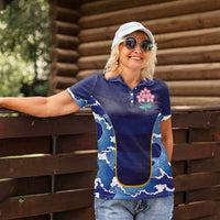 Custom Japan Pacific Rugby 2024 Women Polo Shirt Japanese Traditional Pattern and Sea Waves - Wonder Print Shop
