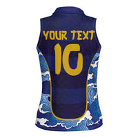 Custom Japan Pacific Rugby 2024 Women Sleeveless Polo Shirt Japanese Traditional Pattern and Sea Waves - Wonder Print Shop