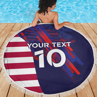 Custom United States Pacific Rugby 2024 Beach Blanket The Eagle and USA Flag Style - Wonder Print Shop