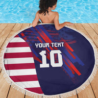 Custom United States Pacific Rugby 2024 Beach Blanket The Eagle and USA Flag Style