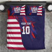 Custom United States Pacific Rugby 2024 Bedding Set The Eagle and USA Flag Style