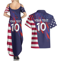 Custom United States Pacific Rugby 2024 Couples Matching Summer Maxi Dress and Hawaiian Shirt The Eagle and USA Flag Style