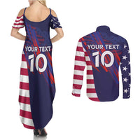Custom United States Pacific Rugby 2024 Couples Matching Summer Maxi Dress and Long Sleeve Button Shirt The Eagle and USA Flag Style