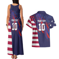 Custom United States Pacific Rugby 2024 Couples Matching Tank Maxi Dress and Hawaiian Shirt The Eagle and USA Flag Style