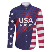 Custom United States Pacific Rugby 2024 Family Matching Off The Shoulder Long Sleeve Dress and Hawaiian Shirt The Eagle and USA Flag Style