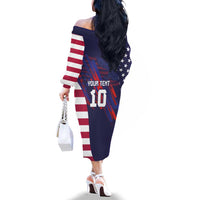 Custom United States Pacific Rugby 2024 Family Matching Off The Shoulder Long Sleeve Dress and Hawaiian Shirt The Eagle and USA Flag Style