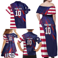 Custom United States Pacific Rugby 2024 Family Matching Off Shoulder Maxi Dress and Hawaiian Shirt The Eagle and USA Flag Style