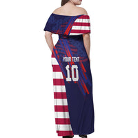 Custom United States Pacific Rugby 2024 Family Matching Off Shoulder Maxi Dress and Hawaiian Shirt The Eagle and USA Flag Style