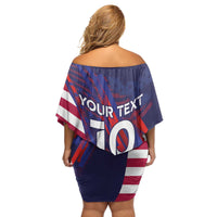 Custom United States Pacific Rugby 2024 Family Matching Off Shoulder Short Dress and Hawaiian Shirt The Eagle and USA Flag Style