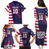 Custom United States Pacific Rugby 2024 Family Matching Puletasi and Hawaiian Shirt The Eagle and USA Flag Style