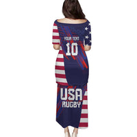 Custom United States Pacific Rugby 2024 Family Matching Puletasi and Hawaiian Shirt The Eagle and USA Flag Style