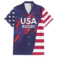Custom United States Pacific Rugby 2024 Family Matching Short Sleeve Bodycon Dress and Hawaiian Shirt The Eagle and USA Flag Style