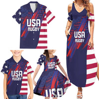 Custom United States Pacific Rugby 2024 Family Matching Summer Maxi Dress and Hawaiian Shirt The Eagle and USA Flag Style