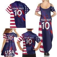 Custom United States Pacific Rugby 2024 Family Matching Summer Maxi Dress and Hawaiian Shirt The Eagle and USA Flag Style