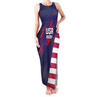 Custom United States Pacific Rugby 2024 Family Matching Tank Maxi Dress and Hawaiian Shirt The Eagle and USA Flag Style