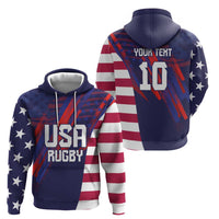 Custom United States Pacific Rugby 2024 Hoodie The Eagle and USA Flag Style