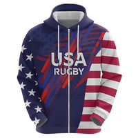 Custom United States Pacific Rugby 2024 Hoodie The Eagle and USA Flag Style