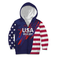 Custom United States Pacific Rugby 2024 Kid Hoodie The Eagle and USA Flag Style
