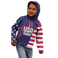Custom United States Pacific Rugby 2024 Kid Hoodie The Eagle and USA Flag Style