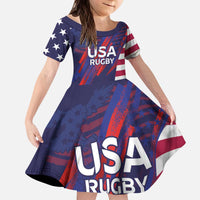 Custom United States Pacific Rugby 2024 Kid Short Sleeve Dress The Eagle and USA Flag Style