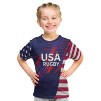 Custom United States Pacific Rugby 2024 Kid T Shirt The Eagle and USA Flag Style