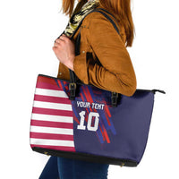 Custom United States Pacific Rugby 2024 Leather Tote Bag The Eagle and USA Flag Style