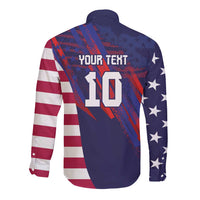 Custom United States Pacific Rugby 2024 Long Sleeve Button Shirt The Eagle and USA Flag Style