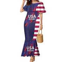 Custom United States Pacific Rugby 2024 Mermaid Dress The Eagle and USA Flag Style