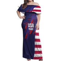 Custom United States Pacific Rugby 2024 Off Shoulder Maxi Dress The Eagle and USA Flag Style
