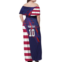 Custom United States Pacific Rugby 2024 Off Shoulder Maxi Dress The Eagle and USA Flag Style