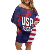Custom United States Pacific Rugby 2024 Off Shoulder Short Dress The Eagle and USA Flag Style