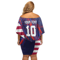 Custom United States Pacific Rugby 2024 Off Shoulder Short Dress The Eagle and USA Flag Style