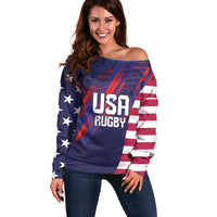 Custom United States Pacific Rugby 2024 Off Shoulder Sweater The Eagle and USA Flag Style