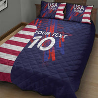 Custom United States Pacific Rugby 2024 Quilt Bed Set The Eagle and USA Flag Style