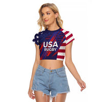 Custom United States Pacific Rugby 2024 Raglan Cropped T Shirt The Eagle and USA Flag Style