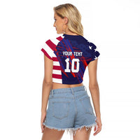 Custom United States Pacific Rugby 2024 Raglan Cropped T Shirt The Eagle and USA Flag Style