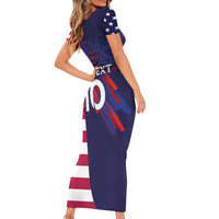 Custom United States Pacific Rugby 2024 Short Sleeve Bodycon Dress The Eagle and USA Flag Style