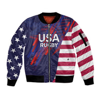 Custom United States Pacific Rugby 2024 Sleeve Zip Bomber Jacket The Eagle and USA Flag Style - Wonder Print Shop