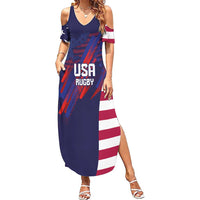 Custom United States Pacific Rugby 2024 Summer Maxi Dress The Eagle and USA Flag Style