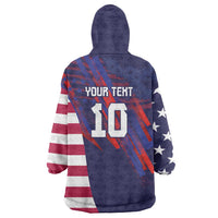 Custom United States Pacific Rugby 2024 Wearable Blanket Hoodie The Eagle and USA Flag Style