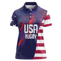Custom United States Pacific Rugby 2024 Women Polo Shirt The Eagle and USA Flag Style