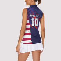 Custom United States Pacific Rugby 2024 Women Sleeveless Polo Shirt The Eagle and USA Flag Style
